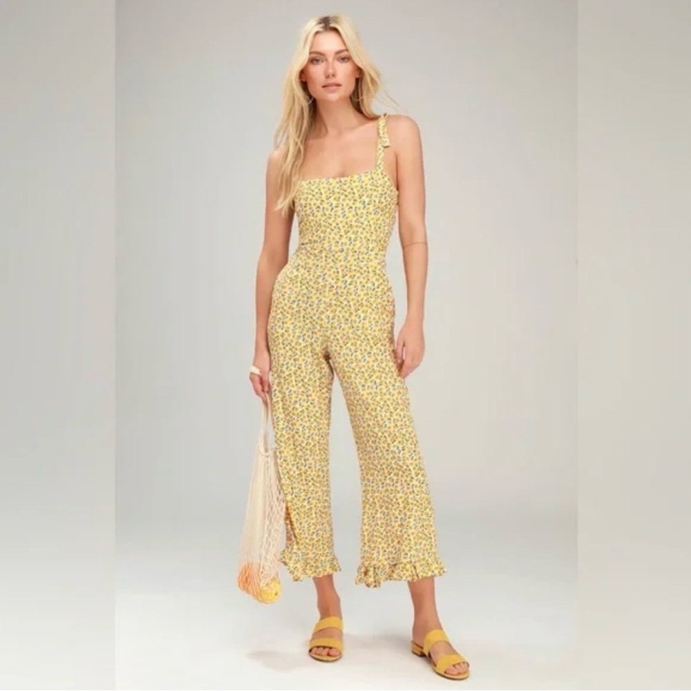 Faithfull The Brand Frankie Jumpsuit Marguerite Yellow Floral Size 4 NWT